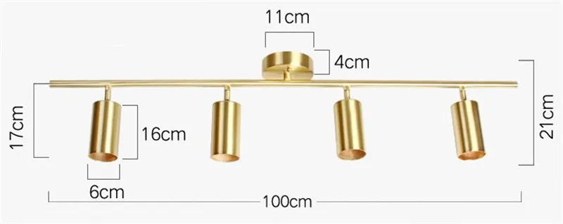 Роскошный латунный медный трек Точечный светильник s светодиодный потолочный светильник для гостиной настенный светильник Gu10 отслеживающий светильник комплект золотой лампы - Испускаемый цвет: see pic