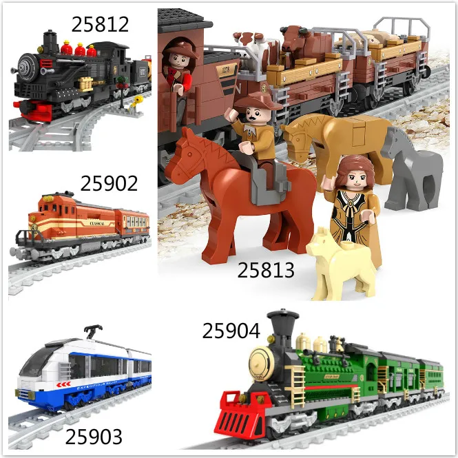 

Model building kits compatible with lego ausini train succession3 3D blocks Educational model building toys hobbies for children
