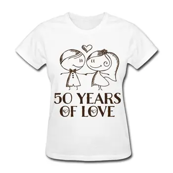 

50th Wedding Anniversary Love Couple Women's T-Shirt O Neck Cotton Casual Hort Leeve O Neck T-Shirt Slim T Shirt Women