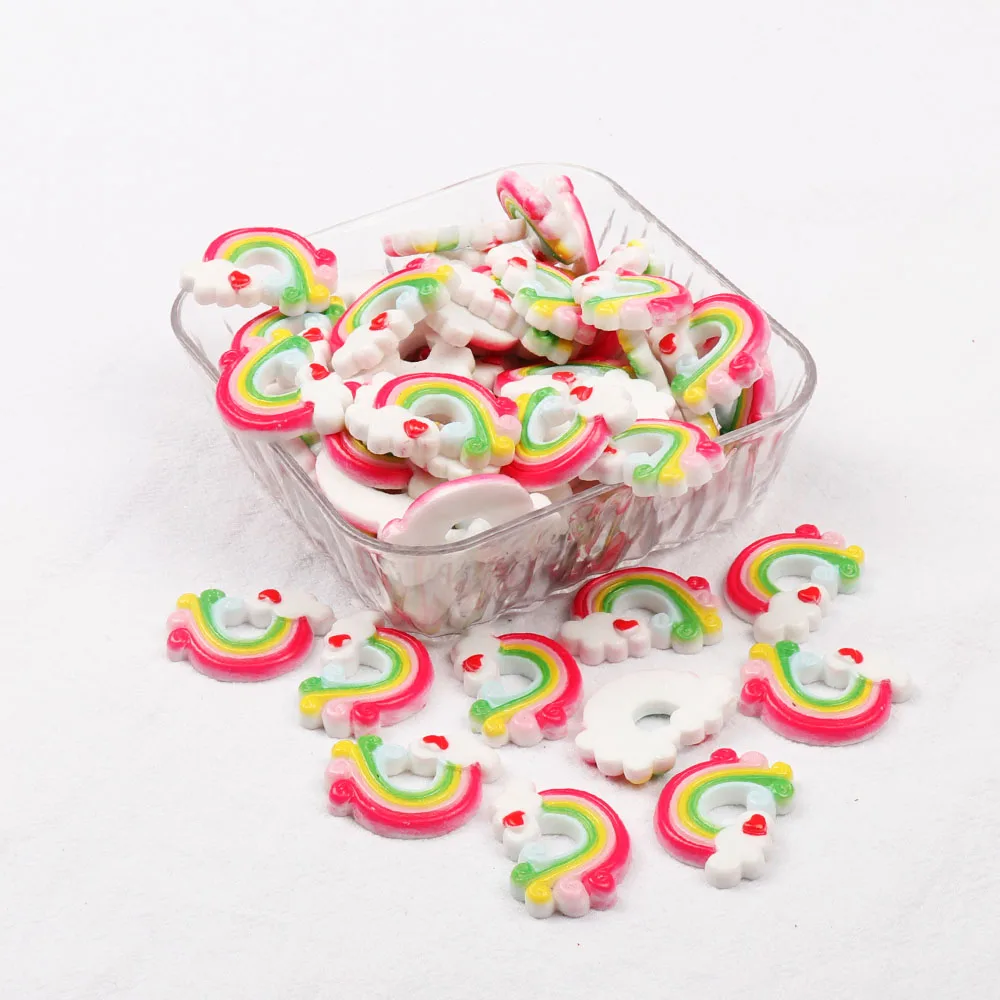 AHB Милая Смола Rainbow Patch плоская спина, кабошон Kawaii DIY Радуга художественное украшение из полимерного материала украшение для волос Лук Аксессуары - Цвет: 02