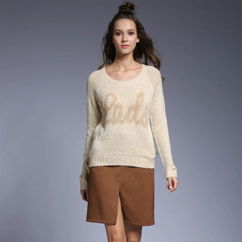 Plusign рукав реглан женский весенний свитер пуловер с длинным рукавом мягкие