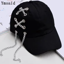 Модная мужская хлопковая шляпа с костями, хип-хоп летняя кепка с железной цепью, бейсболки с изогнутыми краями, черная розовая Женская кепка