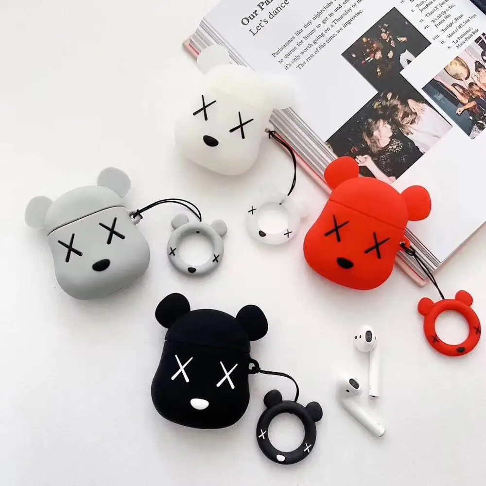 Для Apple Airpods 1 2 милый мультфильм Bearbrick силиконовый защитный чехол Iphone беспроводной