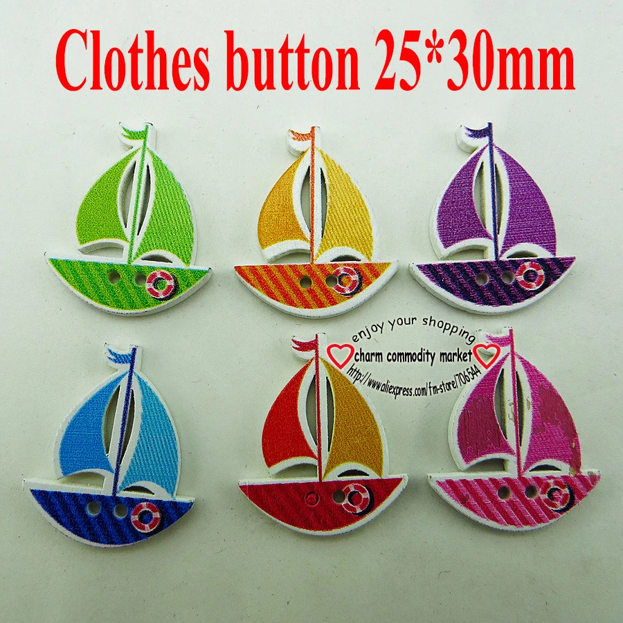 100 piezas barco de 2 agujeros dibujos animados Botón de costura de Scrapbooking charms WCF 349a|Botones| - AliExpress