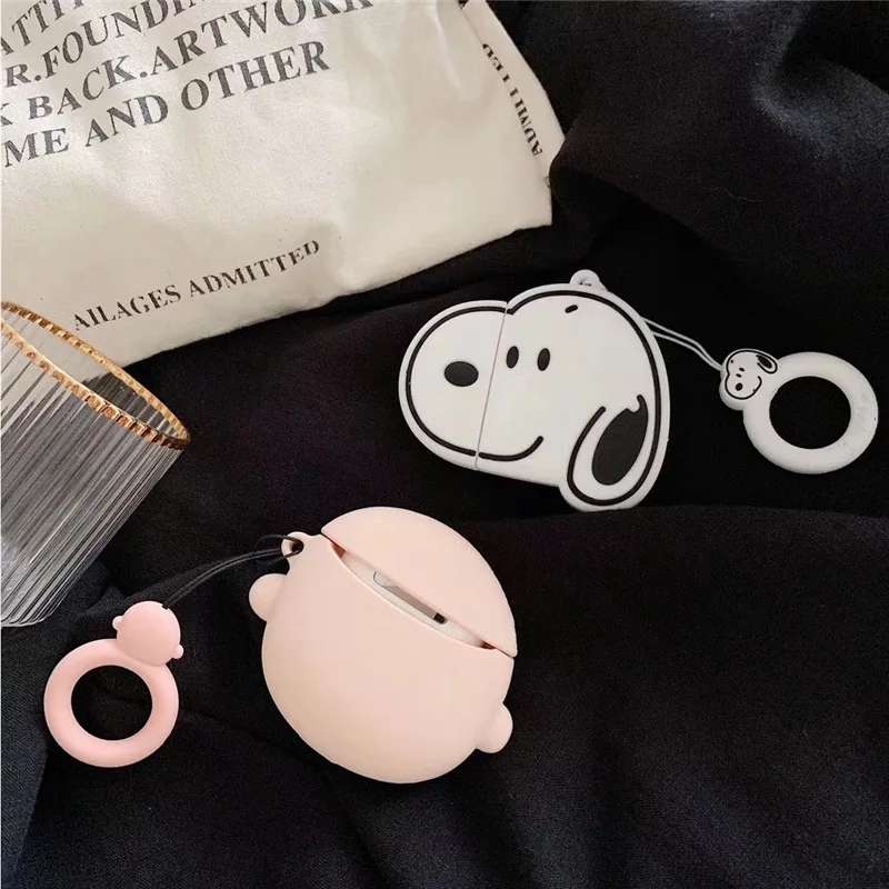 Кольцевой ремешок для apple airpods, мягкий чехол с мультяшной собачкой, беспроводные наушники с bluetooth, наушники с зарядным устройством, airpod skin 2 1
