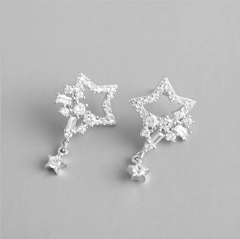 

WYJZY Simple sterling silver stars women's earrings delicate micro-inlaid zircon women's earrings jewelry women's silver jewelry