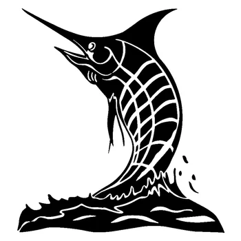 

13.9cm*15.1cm Bule Marlin Fish Creative Stickers Decals Vinyl Black/Silver S3-5534