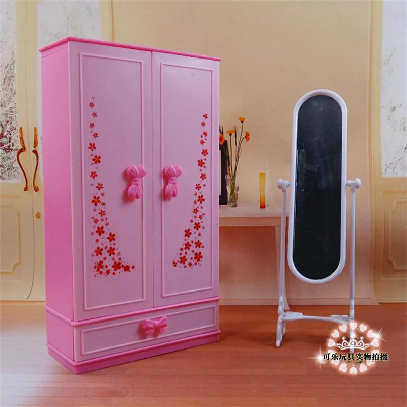 Для куклы Барби мебель аксессуары гардероб туалетный зеркало несколько вешалки спальня шкаф игрушка подарок к празднику девушка DIY