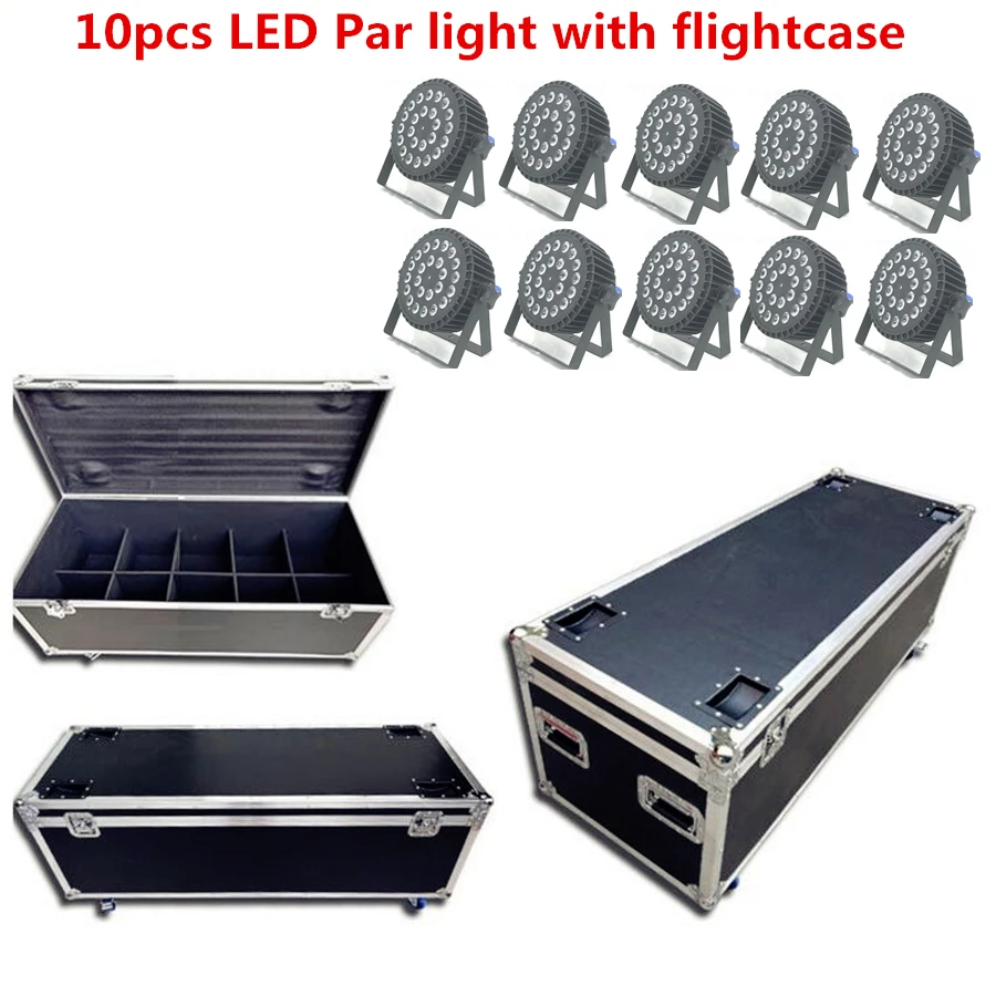 10X LED Par свет с flightcase 24x18W RGBWA UV 6in1 диско сценическое освещение для профессиональных