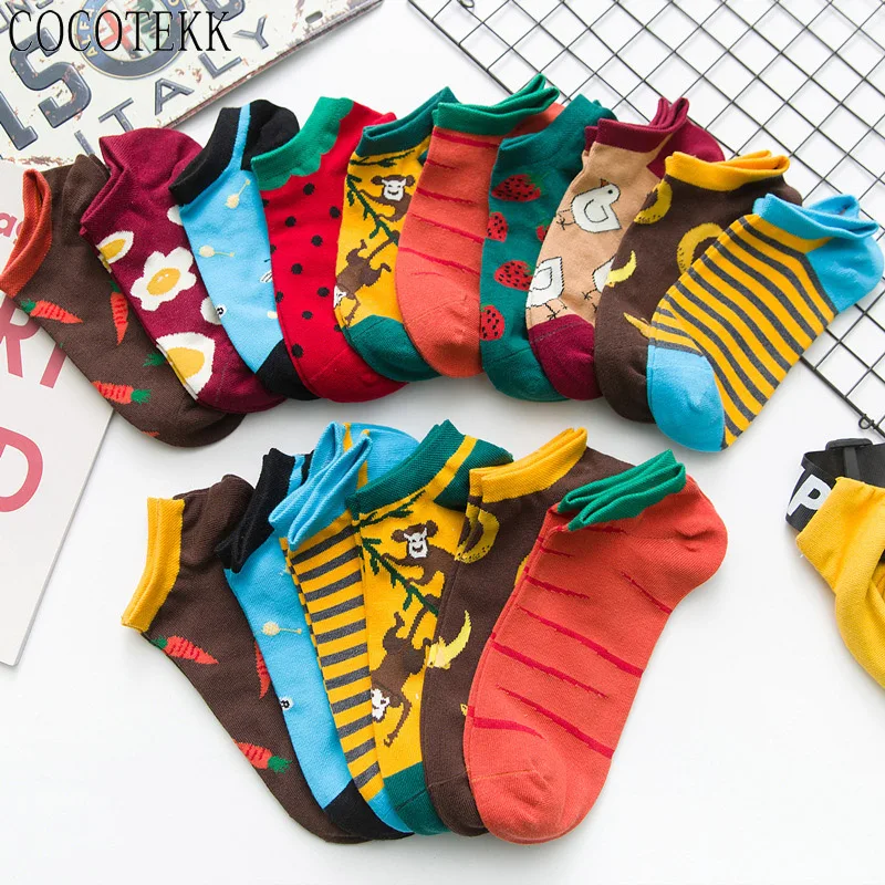 

Women Socks Fashion Cute Soft Novelty Monkey Egg Bee Banana Cartoon Pattern Cotton Kawaii Funny Happy Socks For Ladies Girl Gift