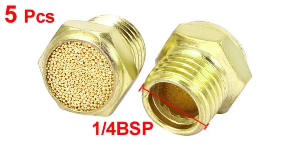 1/4BSP Thread Pneumatic Air Breather Muffler Noise Exhaust Silencer 5pcs