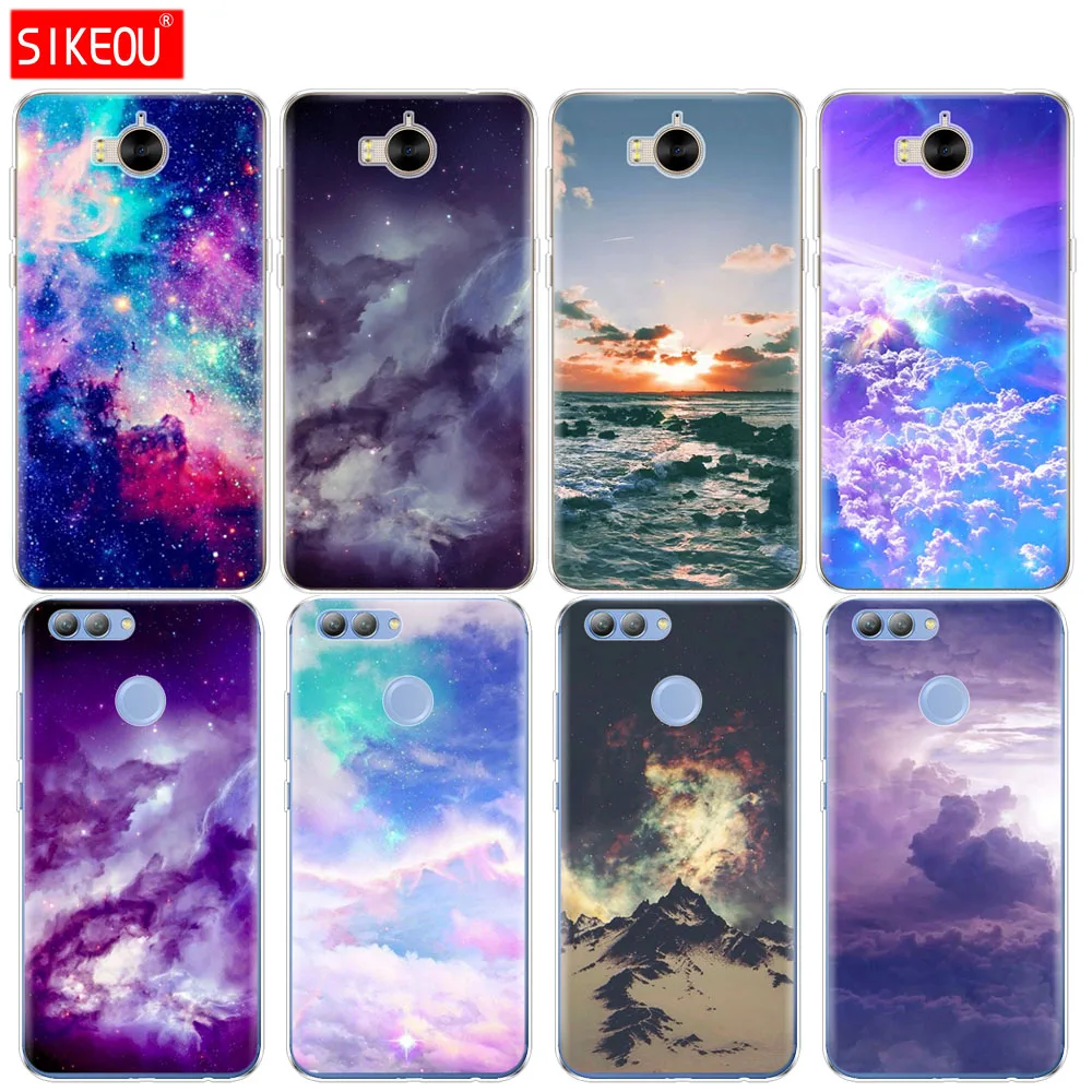 Силиконовый чехол для телефона SIKEOU clouds rt kawaii sky space huawei Y3 Y6 Y5 2 II 2017 nova 2s LITE plus |