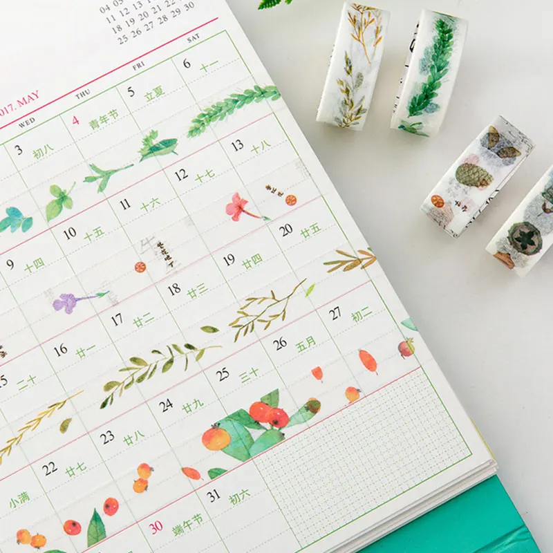 

2 pcs/Box 1.5cm*3m Gift of nature Green plant washi tape children diy Diary decoration masking tape stationery scrapbook tools