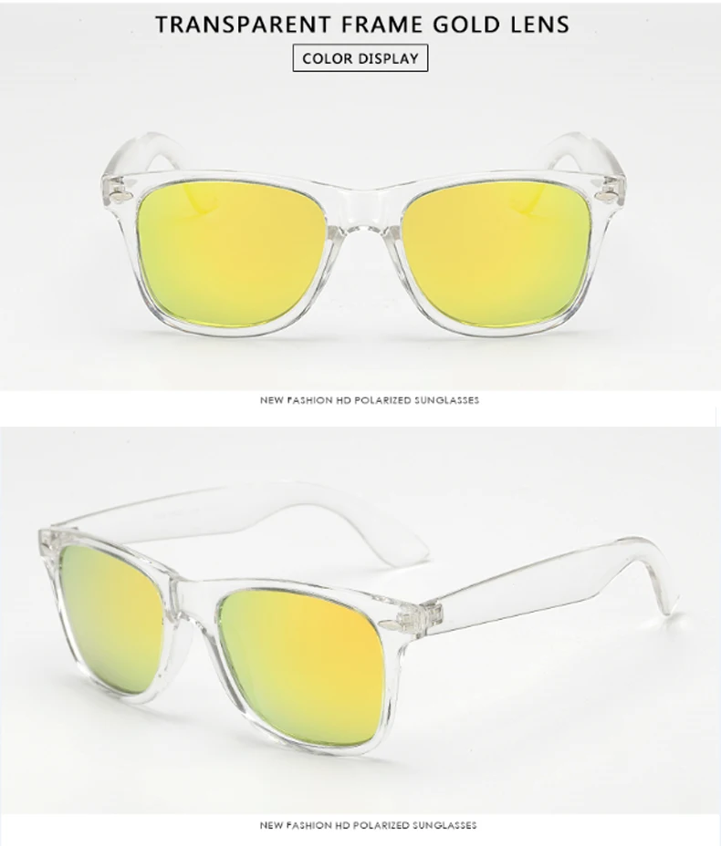 Longkeader, поляризованные зеркальные солнцезащитные очки, модные женские квадратные солнцезащитные очки, мужские зеркальные линзы, очки для пилота, солнцезащитные очки Gafas 1029 - Цвет линз: clear gold