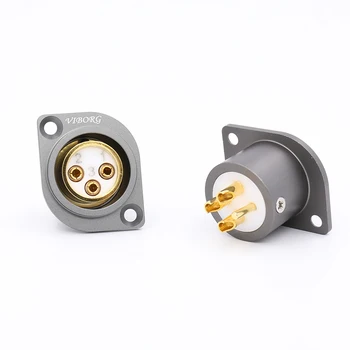 

Viborg 4 Pcs CF201G+CM201G XLR Chassis Male + Female Pure Copper Gold Plated XLR Socket Cable Hi End Teflon Insulation