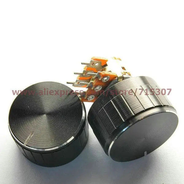 

PHISCALE 5pcs of aluminum alloy potentiometer knob with non-slip stripes black 40*17/40x17mm