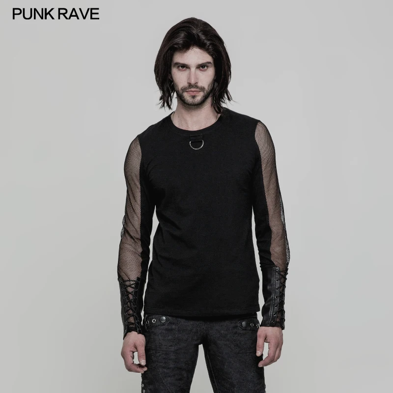 

2018 New Punk Rave Daily Long Sleeve Men's T-shirt Sexy Casual Street Style Men Top Rock Party clothing OT516
