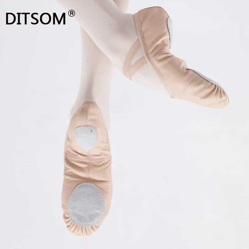 

Genuine Leather Ballet Dance Shoes for Girls Light Pink Soft Breathable Ballet Slippers Yoga Fitness Shoes for Kids Children