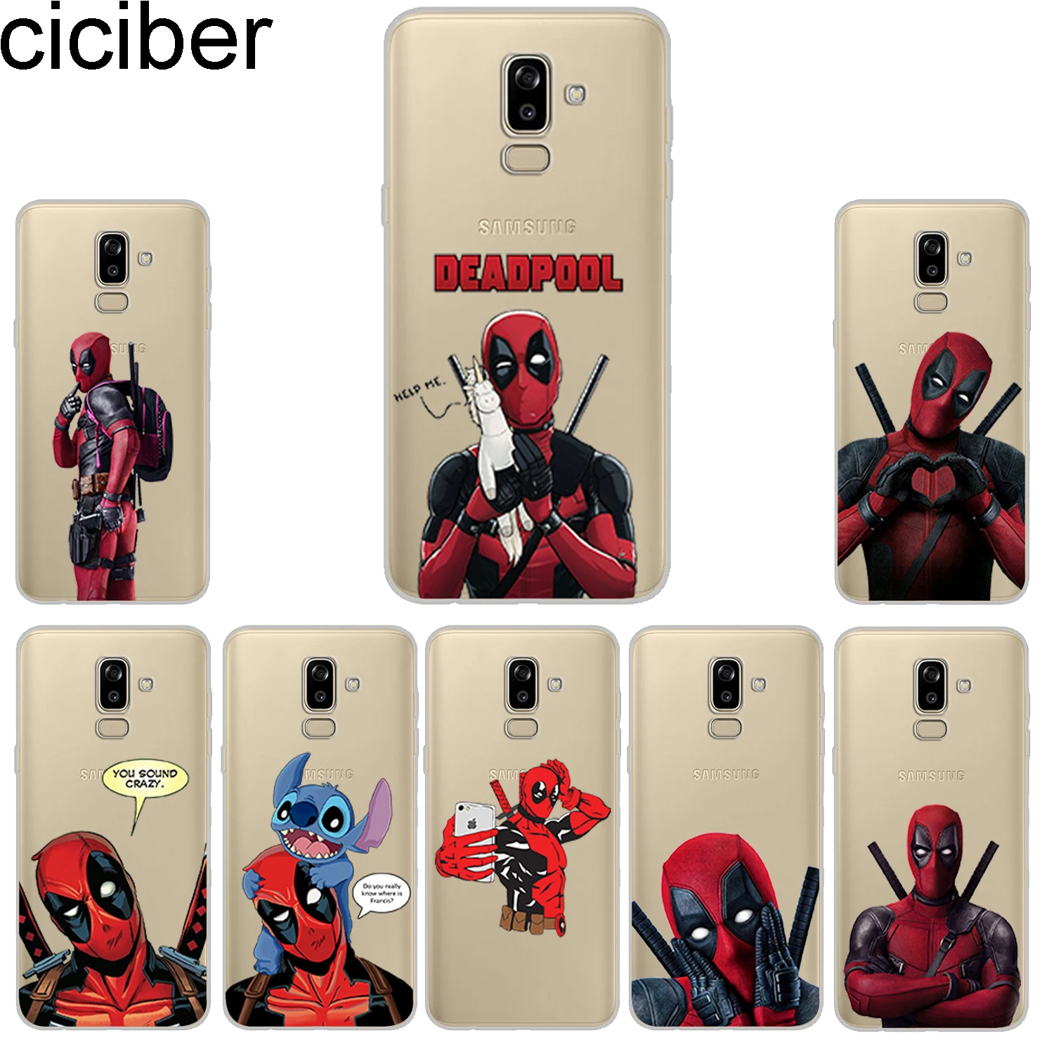 ciciber Phone Case for Samsung Galaxy J5 J6 J7 J8 Soft Cover J4 J3 J2 J1 Prime Core Plus 2016 2017 2018 Deadpool |