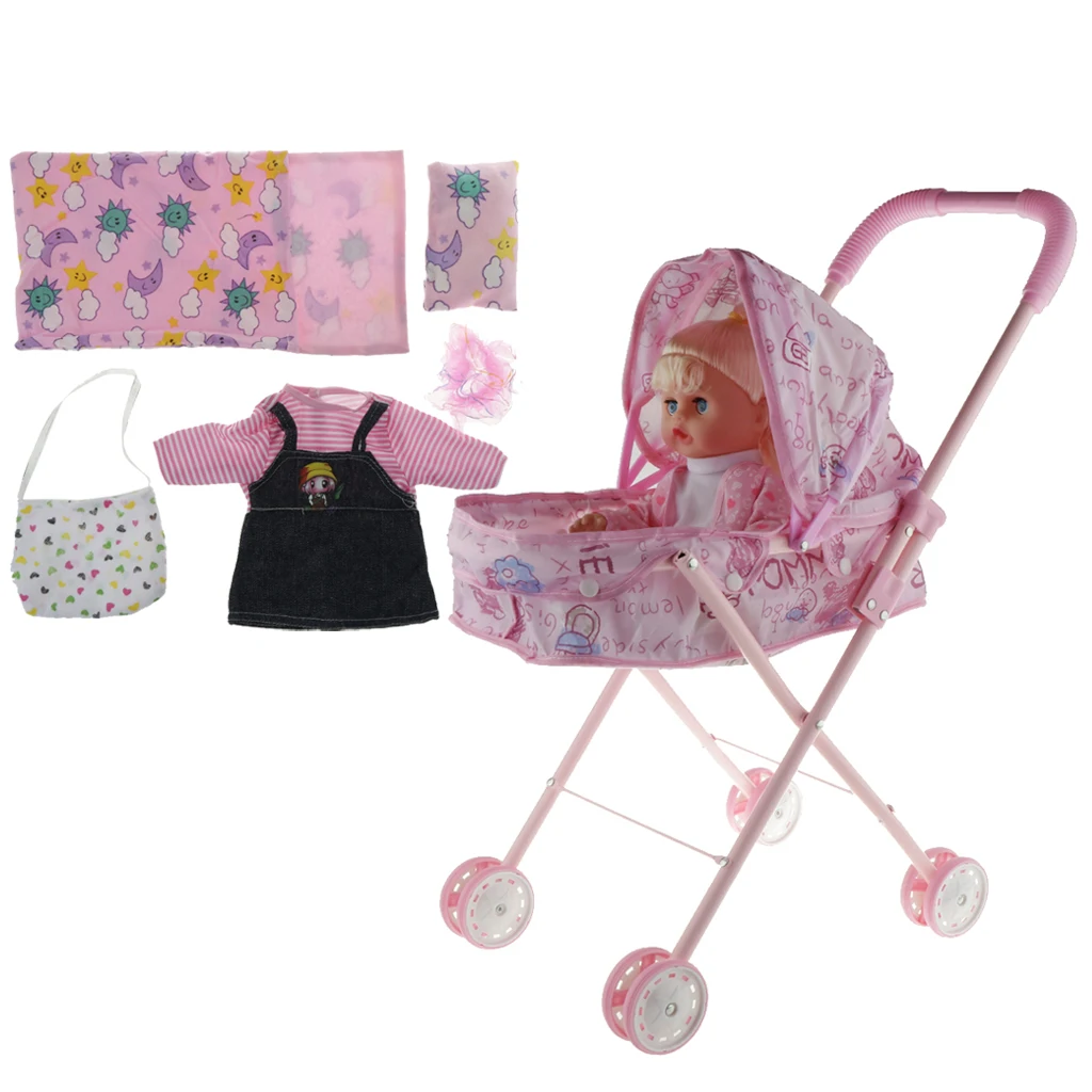 Новорожденный ребенок кукла уход аксессуар-мини тело говорящий ребенок, Детская кукла коляска детская коляска кукла мебель игровой набор