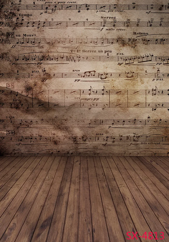The Music Notes Wall Vinyl Photography Backdrops Wood Floor Photo