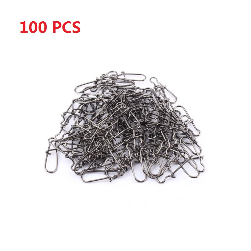 

100Pcs/lot Fishing Swivel Snaps Stainless Steel Quick Change Hook Lock Solid Ring Clips Carp Fishing Hook Connector Snaps