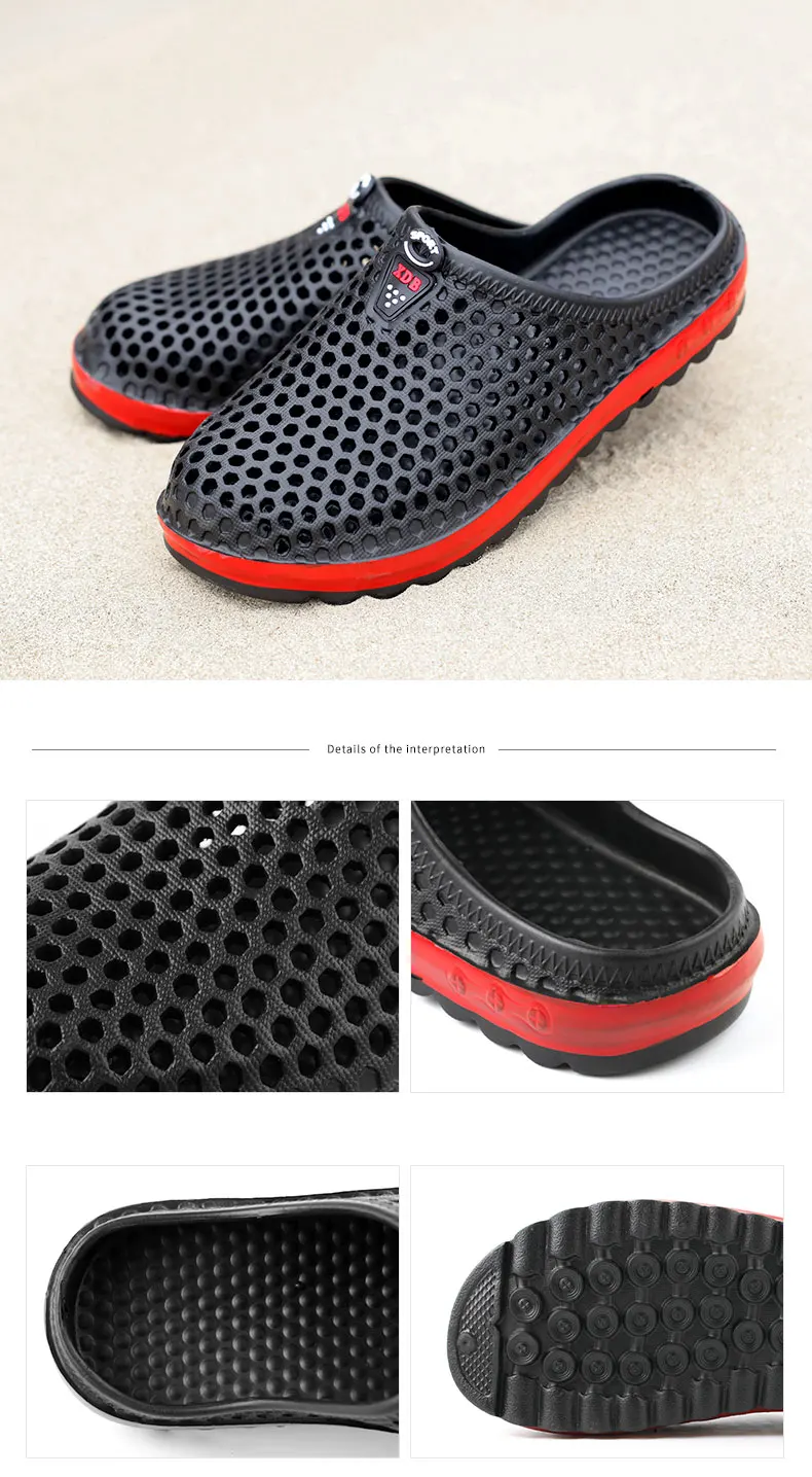 Мужская обувь унисекс летние тапочки с отверстиями модная уличная дышащая повседневная пара пляжные сандалии Вьетнамки обувь пляжные тапочки 44