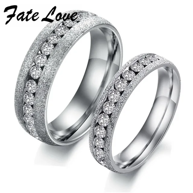 fate love luxury wedding rings for men women couple jewelry stainless steel white color with full - Luxury Wedding Rings fate love luxury wedding rings for men women couple jewelry stainless steel white color with full - Luxury Wedding Rings