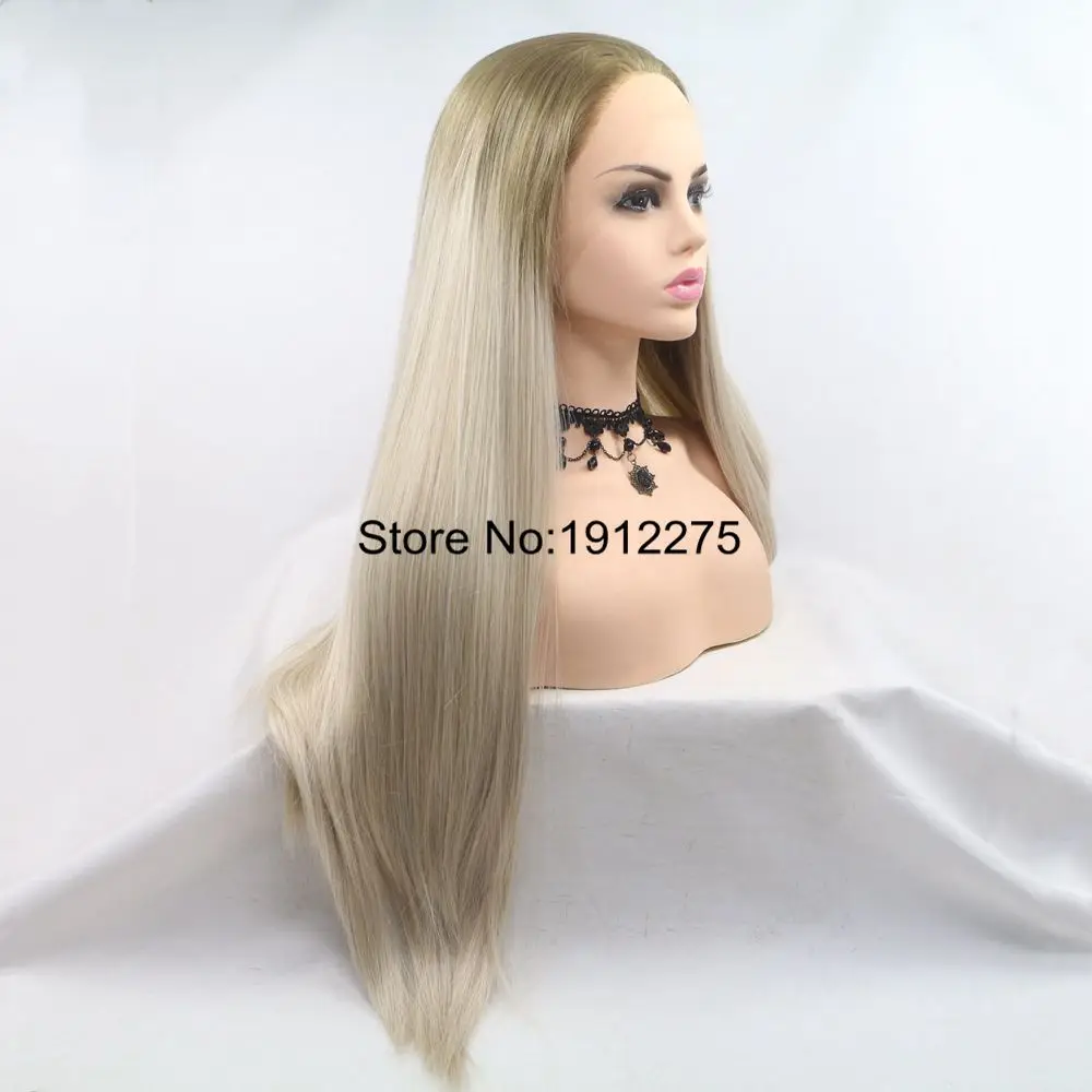 Sylvia парик Kanekalon волокна волосы прямые парик Ombre блондинка синтетический Синтетические волосы на кружеве парик жаропрочных волос