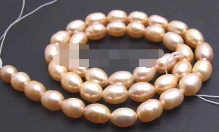 

free shippinbg 07125 Natural Pink Freshwater rice shape Pearl Loose Bead 14