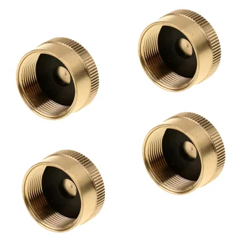 

4 Pieces Solid Brass Cap 1 LB Propane Bottle Small Gas Tank Cylinder Protect Cap Lid Outdoor Camping Cooking Supplies Accessory