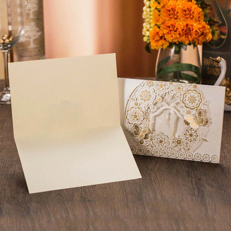  Lovely Romantic Birthday Wedding Invitation Cards Free Envelopes with Blank Lace Floral XH8Z - 33014061971