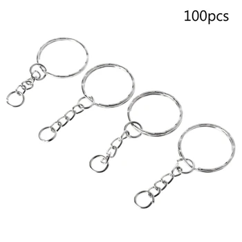 

100pcs/set DIY 25mm Keyring Keychain Split Ring Short Chain Key Fob Rings Craft