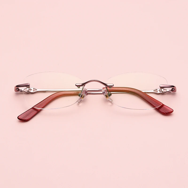 Linse Purple Retro Weitsichtigkeit Asphärische Hochwertige Randlose Brille Pale Rezept Kurzsichtigkeit F130 Brillen Legierung Frauen Optische 4zwnTpnqU