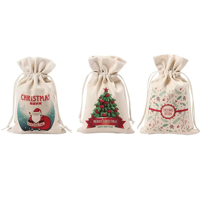 

Christmas Gift Bags, Drawstring Organza Gift Packages Santa Sack Wedding Candy Wrap Bags, 9.5inch x 6.3inch Reusable Linen Pou