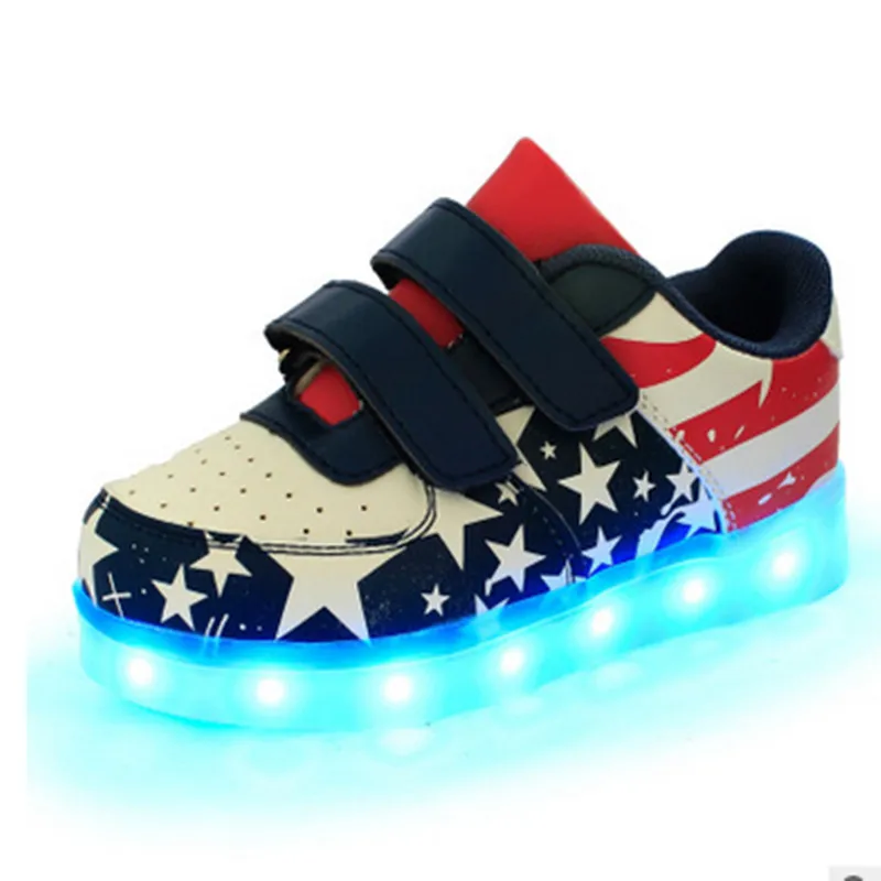 Xmas Gift 7 Color Kids LED Light Up Luminous Shoes Boys Girls USB Casual Sneaker