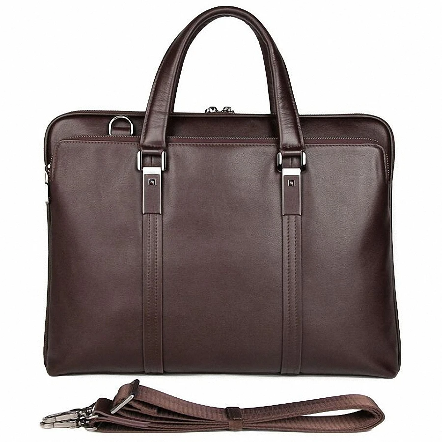 Мужской тонкий портфель из натуральной кожи, деловая сумка для ноутбука, повседневная большая сумка на плечо, модная сумка-мессенджер, роскошные сумки LI-2486