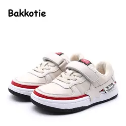 Bakkotie 2018 зимние детские звезды повседневные кроссовки для маленьких мальчиков спортивная обувь детская обувь из натуральной кожи для