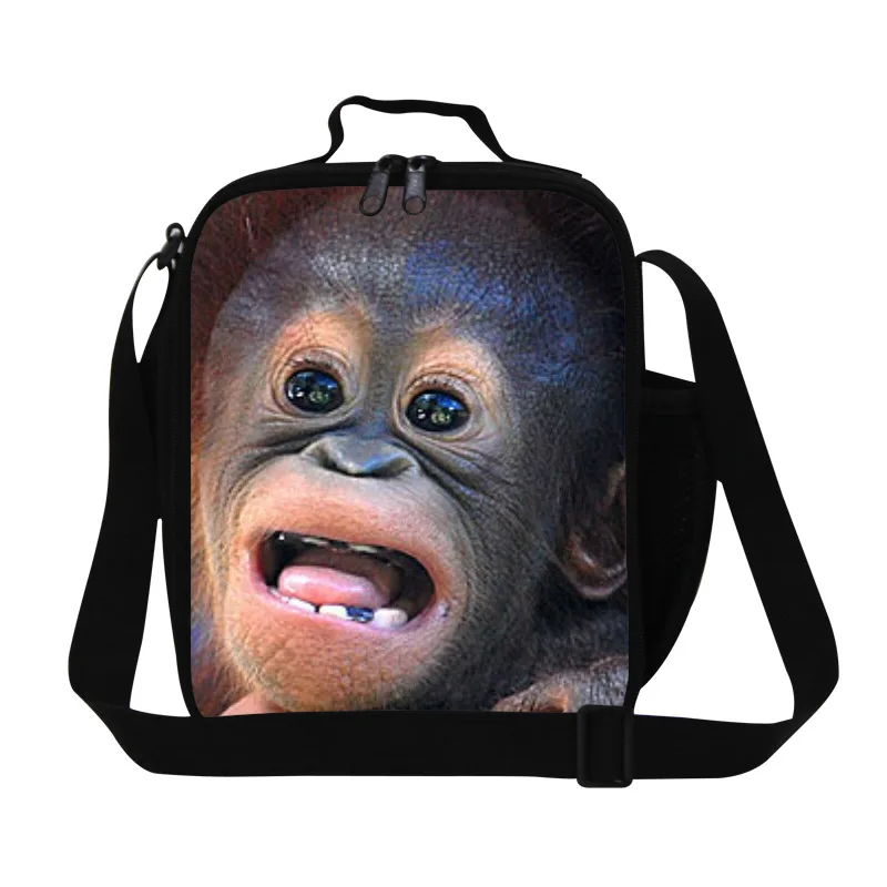 Милая Детская сумка для обеда Orangutan, термо, 3D принт животных, Ланч-бокс, Женская Мужская маленькая дорожная сумка для пикника, еды, сумка для обедов Termica - Цвет: Синий