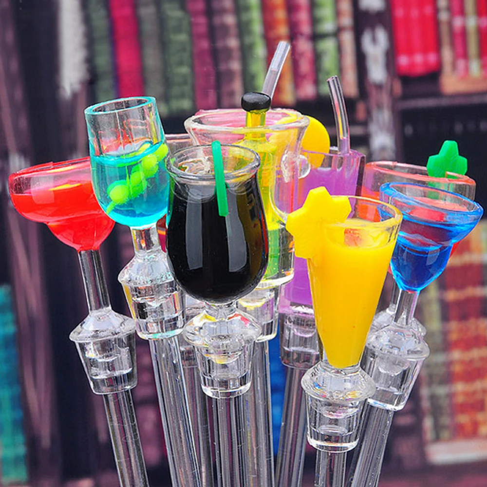 10Pcs/Lot Acrylic Drink Juice Puddler Stirring Coffee Mixing Threaded Cocktail Picks Muddler Bar Tool Cocktail Mixing Spoon Set