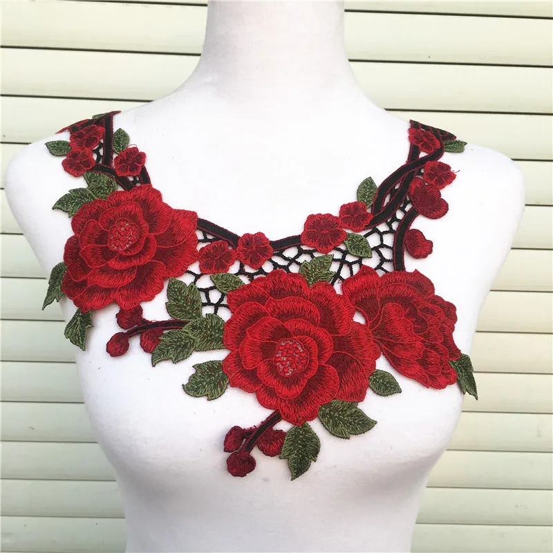 

1 PC Embroidered Floral Lace Neckline Neck Collar Scrapbooking Trim Clothes Sewing Applique Embroidery edge CL850