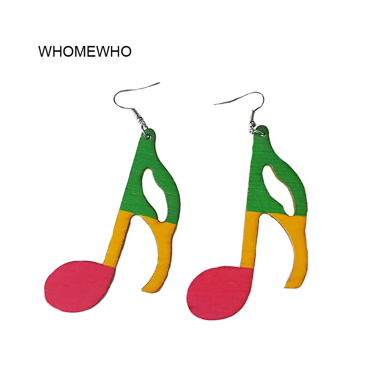 

WHOMEWHO Natural Wood Laser Cut DVE Letters Music Note Africa Map Earrings Vintage Bohemia African Wooden DIY Party Club Jewelry