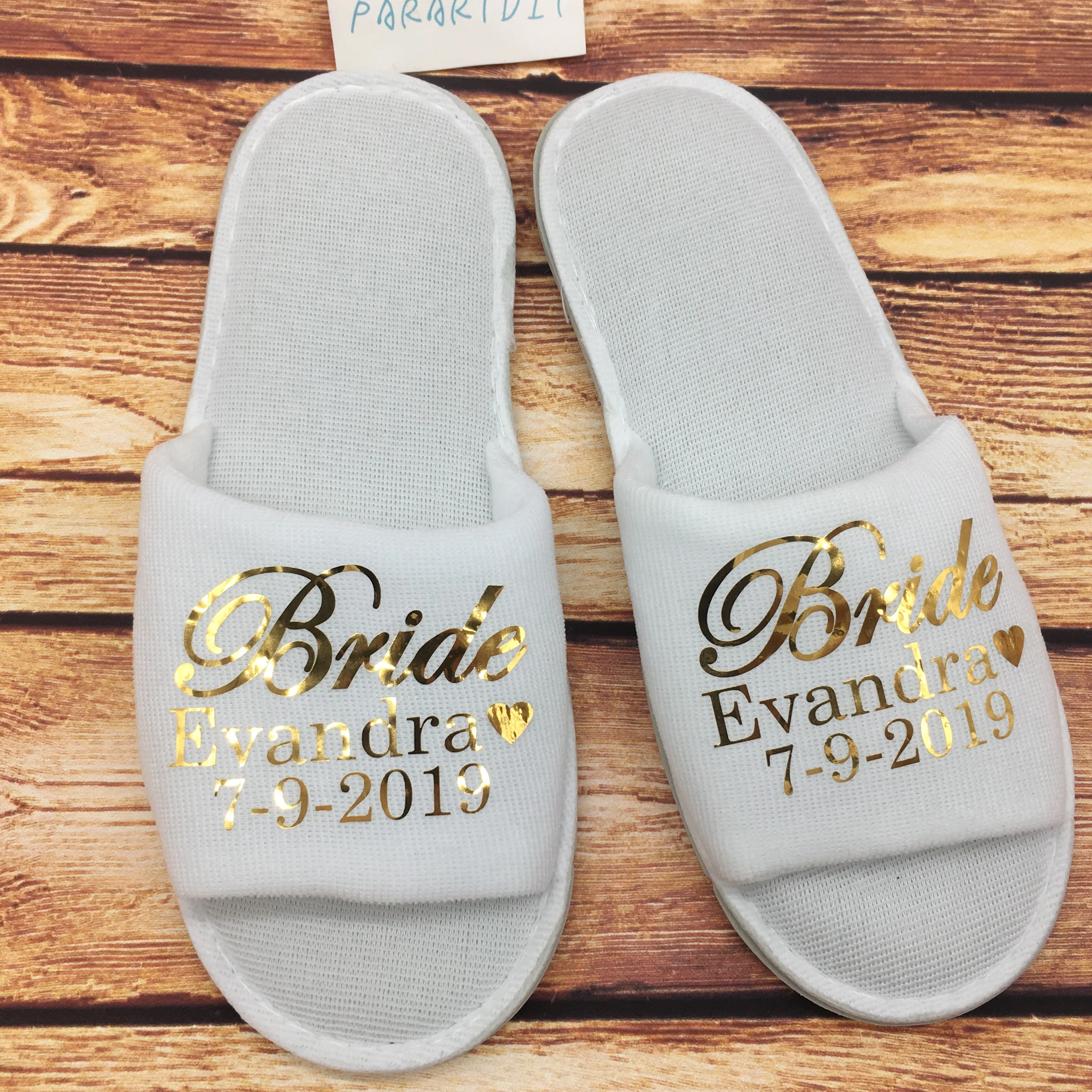 gold wedding slippers