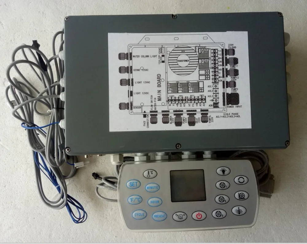 

China spa controller pack replacement fit tubs 2-3 x jet pump + 12VAC / VDC light +LX Heater