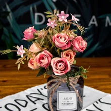 10 головок/1 комплект шелковые розы, искусственные цветы букет чай Роза для свадьбы аксессуары для дома Декор комнаты