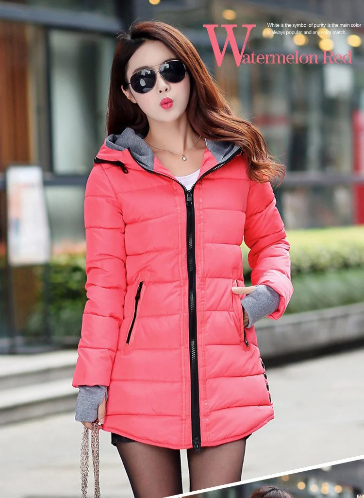 Ladies Autumn Winter Jacket Women Down Parkas Long Female Causal Hooded Zipper Black Jacket Coat Outwear chaqueta mujer