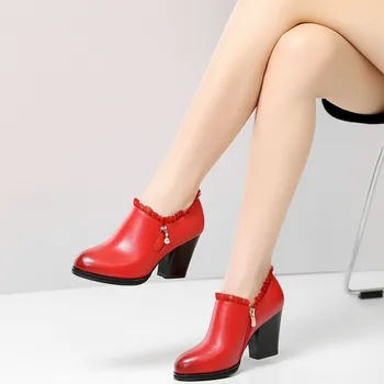 

Dilalula 2020 Spring Autumn Fashion Genuine Leather Women Pumps High Heels Platform Zip Ol Shoes Woman