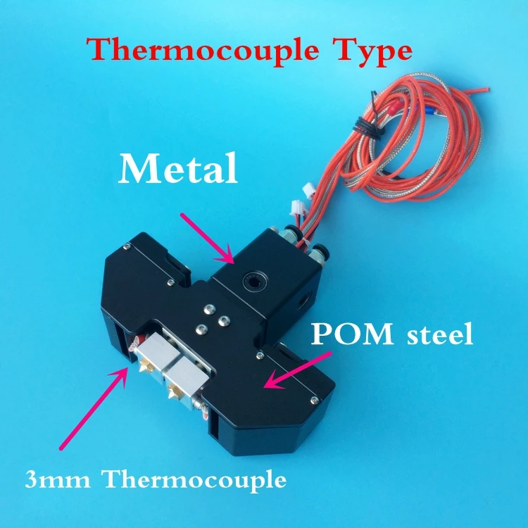 Goedkoop Zwart Zilver Aluminium Ultimaker 2 + Uitgebreide Ultimaker 3 3d printer Chimera Extruder Dual Extrusie W Thermokoppel