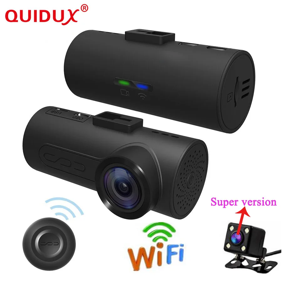 

QUIDUX Hidden Car dvr Dash Cam 1080P FHD dual lens Wifi Recorder WDR ADAS GPS OBD Driving Recorder Automobiles Vehicle Camcorder