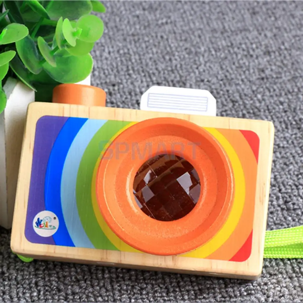 Kids Wooden Camera Toy Mini Cute Kaleidoscope Camera Kids Room Decor Christmas Birthday Gifts